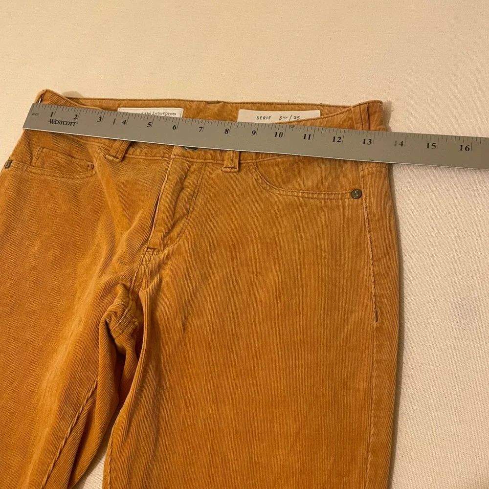 Pilcro and the‎ Letterpress Womens 25 Serif Corduroy Skinny Pants Mustard Yellow